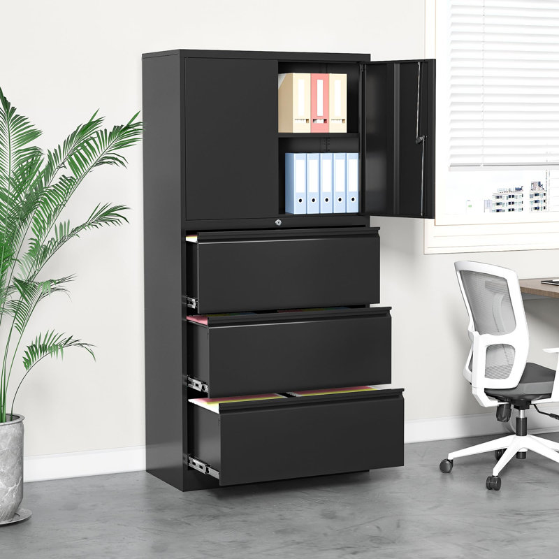 Ablie 32'' Wide 3 - Drawer Filing Storage Cabinet, Black