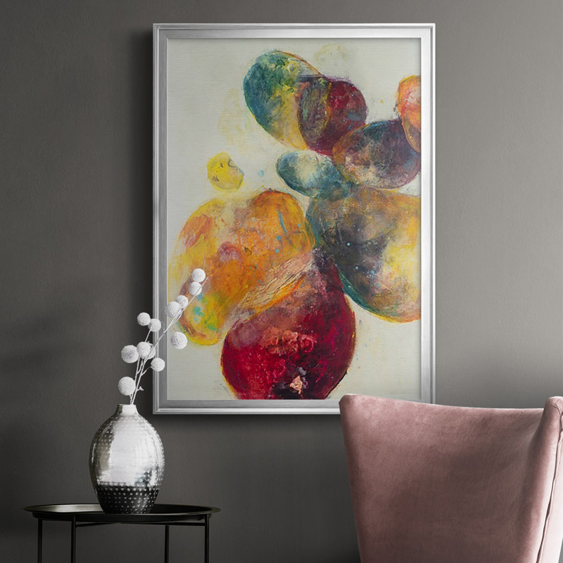 Earthy Fragments II, peinture sur papier encadrée, H 30,5 po x l 22,5 po x P 1 po, Argent