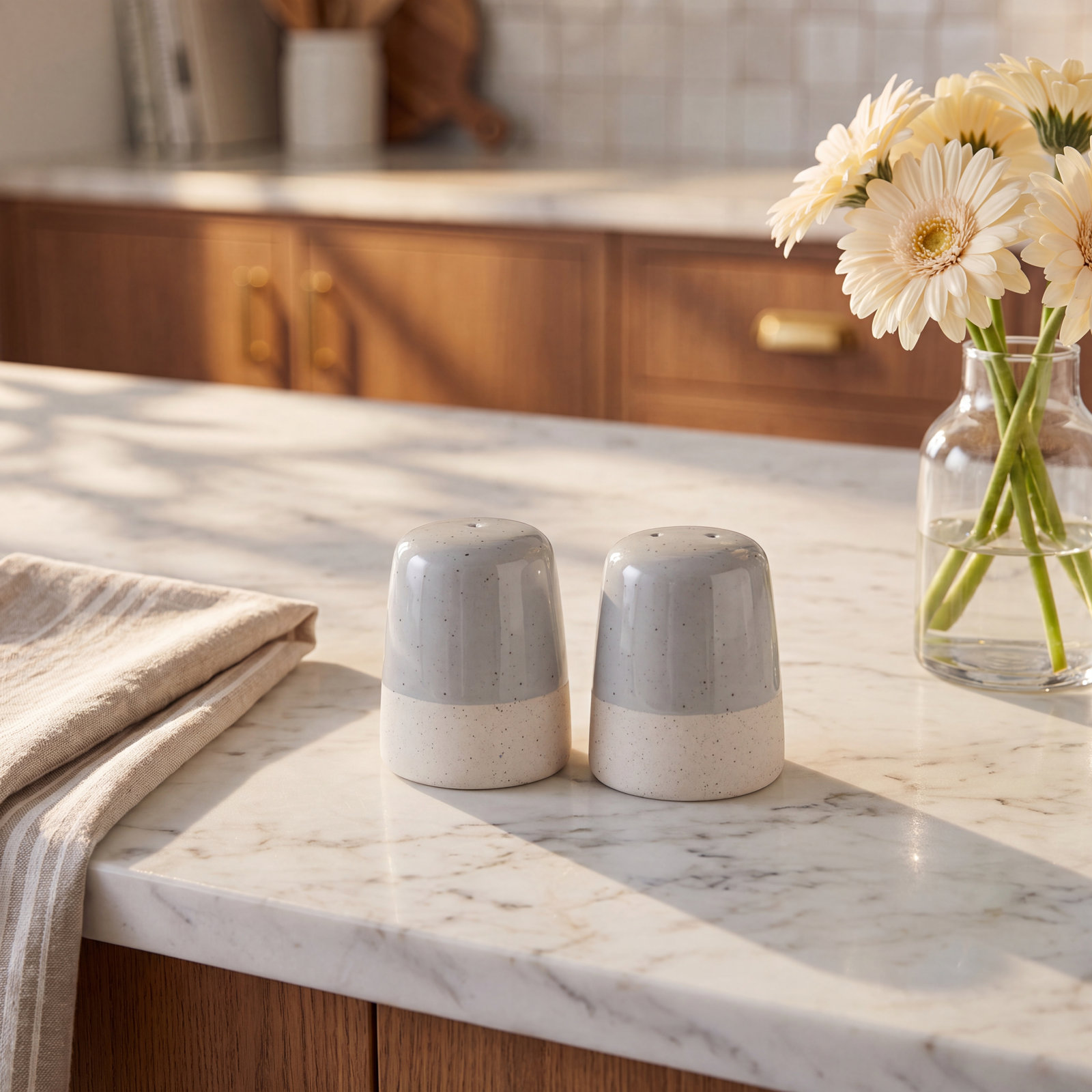 SABLO Ceramic Salt & Pepper Shakers, Bone