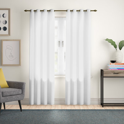 Galion Solid Colour Semi-Sheer Thermal Grommet Single Curtain Panel