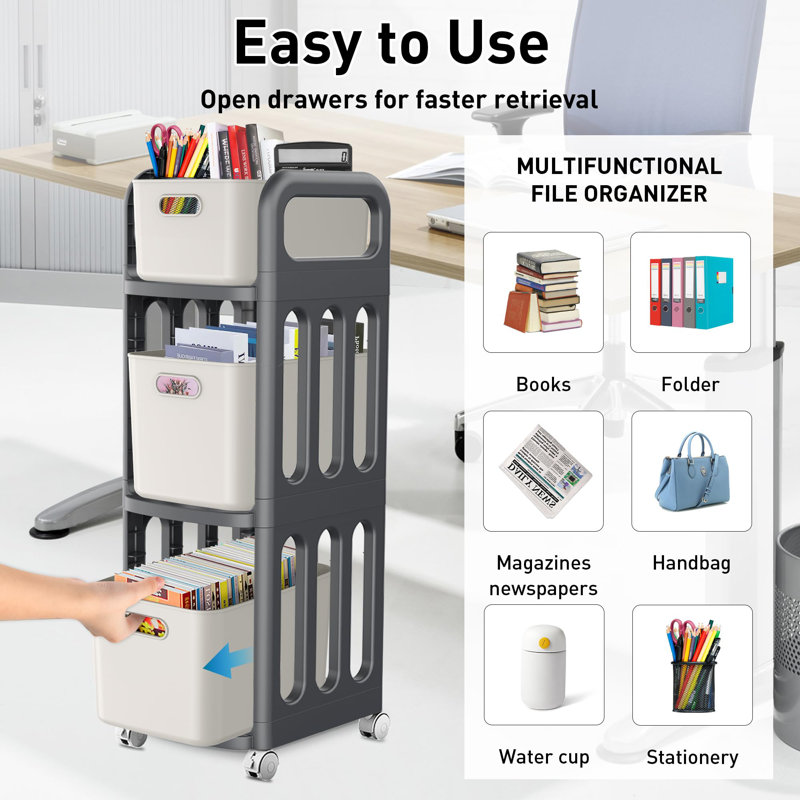 3-Drawer Storage Organizer Rolling Cart