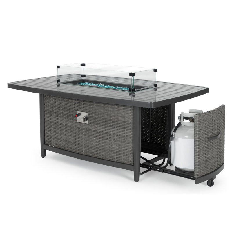 Layden Rectangle Propane Smokeless Fire Pit Table with Hidden Fuel Tank