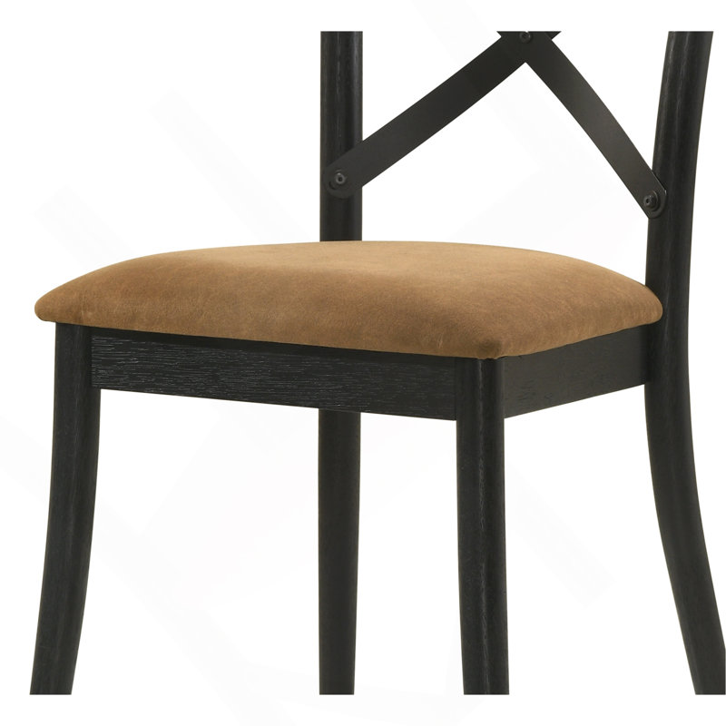 Ensemble de 2 chaises d'appoint Hillary en cuir brun, finition noyer et noir