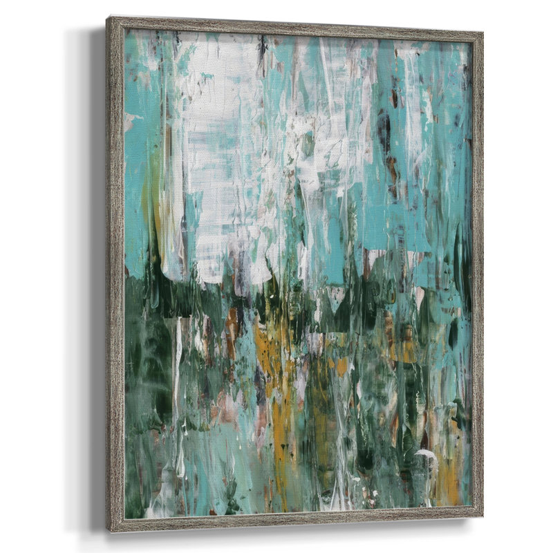 Abstract Turquoise Forest I Framed Print - Solid Wood, 11" H x 9" W
