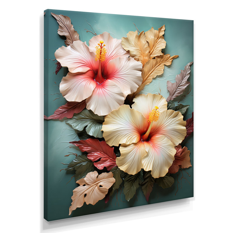 Rivero - art mural hibiscus, Toile tendue, H 20 po x l 12 po