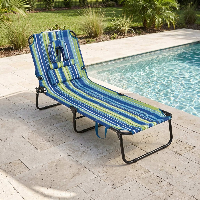 Foldable Face Down Outdoor Tanning Chair With Breathable Face Hole And 3 Removable Soft Pillows For Beach Poolside Backyard Sunbathing Use
