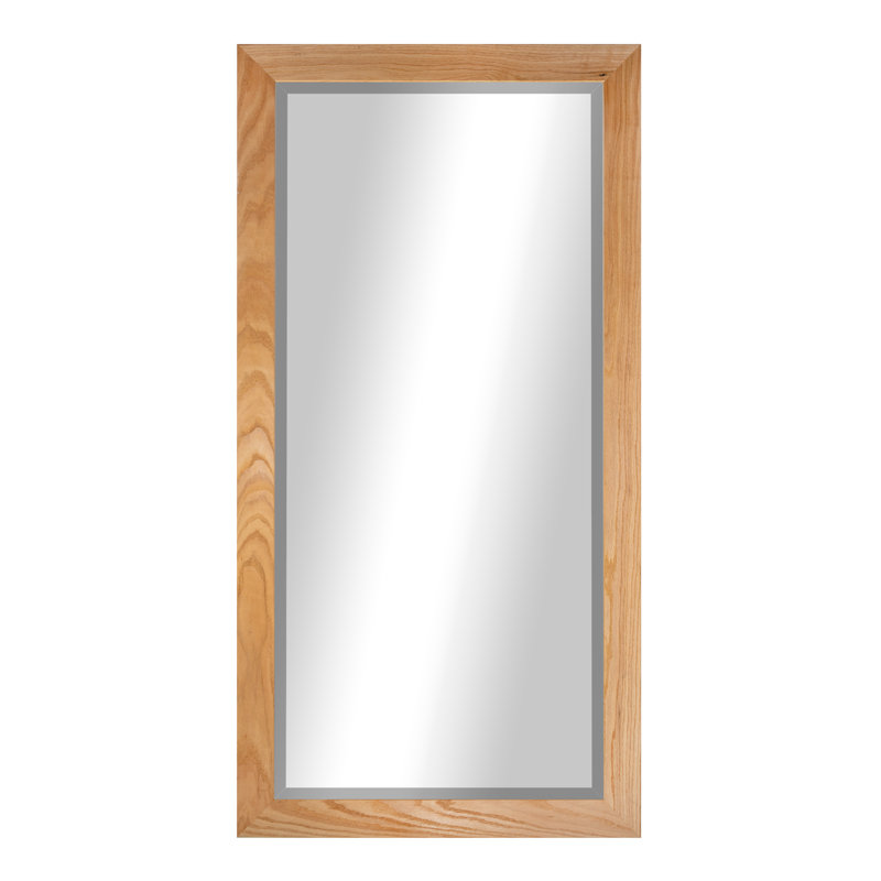 Pamphilos Solid Oak Full Length Beveled Mirror, Natural