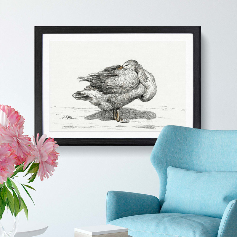 Goose by Jean Bernard - Picture Frame Drawing Print, 36cm H x 48cm W x 2cm D, Black Framed