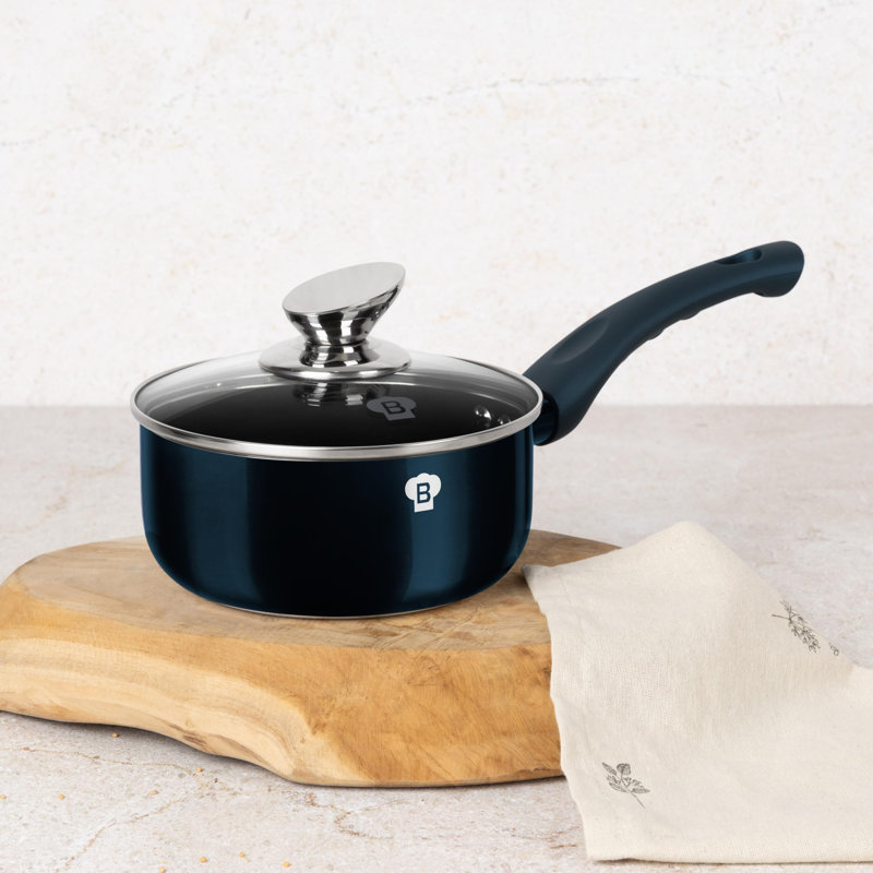 Blaumann Pressed Aluminium Saute Pan with Lid, Aquamarine, 0.016