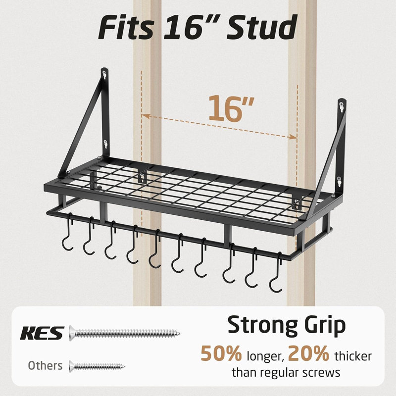 Support mural pour casseroles et poêles de cuisine de 76 cm (30 po), organisateur de rangement suspendu