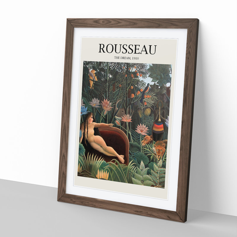 The Dream by Henri Rousseau - Picture Frame Painting, Walnut Framed, 65cm H x 48cm W x 2cm D