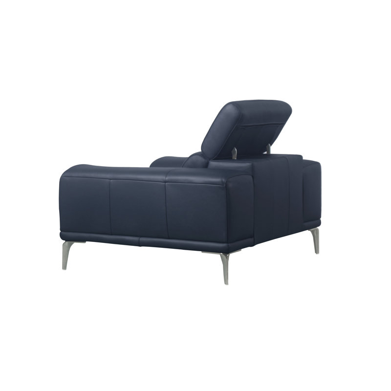 Tourad Upholstered Armchair, Blue Leather Match