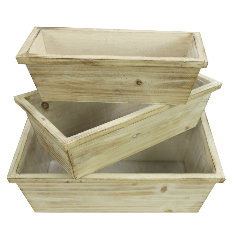Clive Handmade Wood Planter Box, White