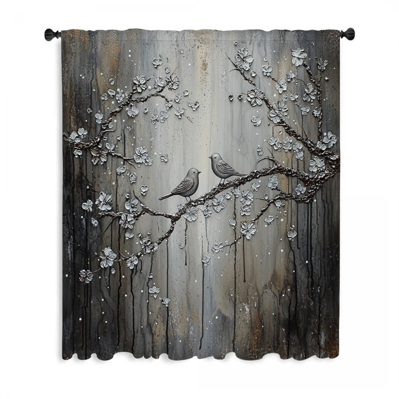 Oiseaux, rideaux transparents et occultant - 1 panneau, L 50 po x L 84 po