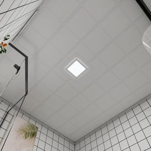 Bathroom Exhaust Fan With Led Light Square Quiet Modern Ceiling Mount Ventilation Fan Combo For Shower/toilet/office