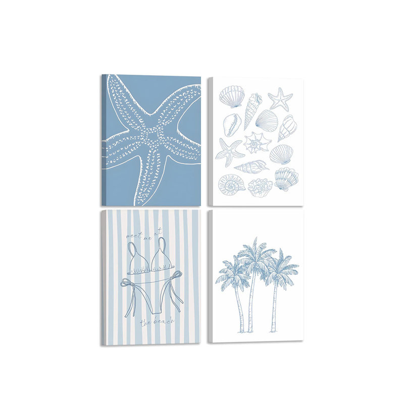 4 Piece Wrapped Canvas Wall Art