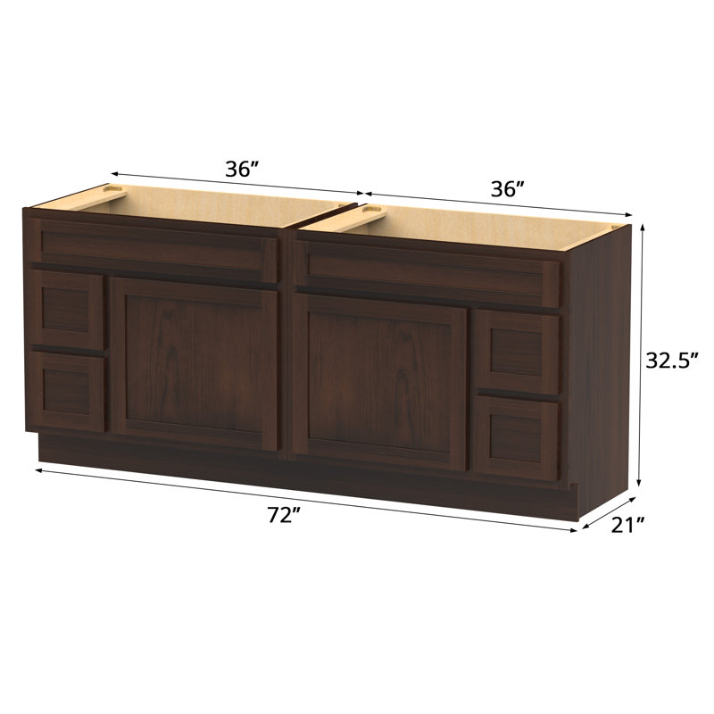 72'' Double Bathroom Vanity Base Only, Brown