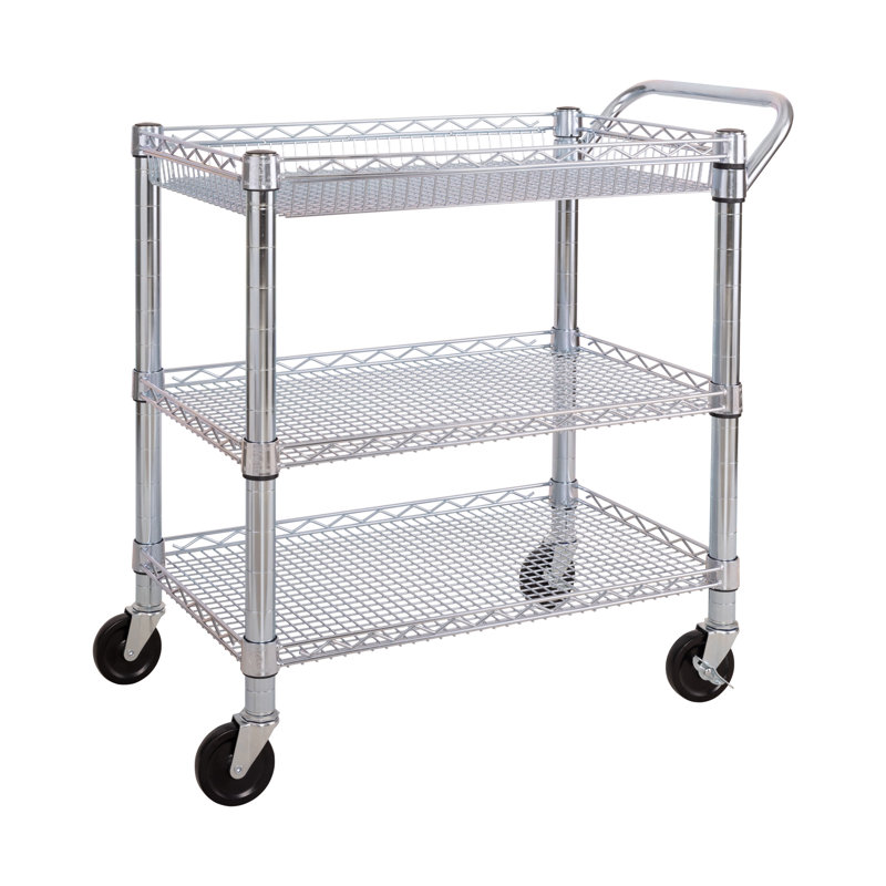 Heavy-Duty UltraZinc Steel Utility Cart with Adjustable Shelves