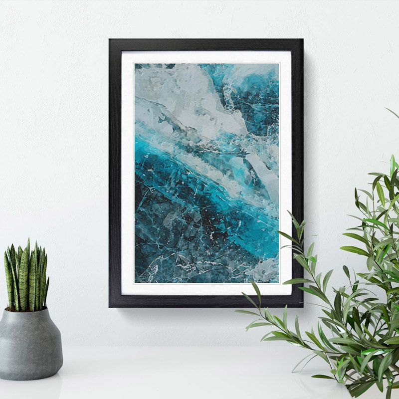 Beauty of a Glacier in Abstract - Picture Frame Graphic Art Print, Black Framed, 65cm H x 48cm W x 2cm D
