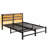 Industrial Style Queen Metal Bed Frame, Wooden Headboard, Lights, Functional Shelf, , No Box Spring 'D Rustic Brown Size, Headboard Storage, Bright Lights-1148508636-1148508637