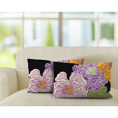 Floral Outdoor Reversible Throw Pillow