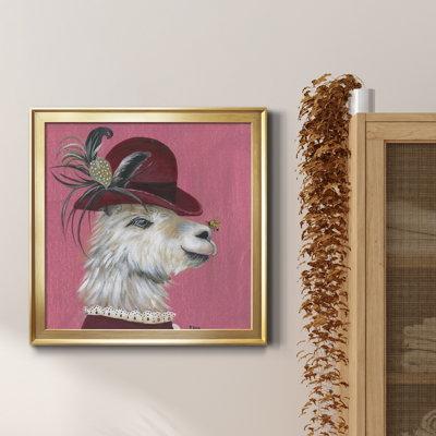 Llama and Bee - Peinture sur toile encadrée