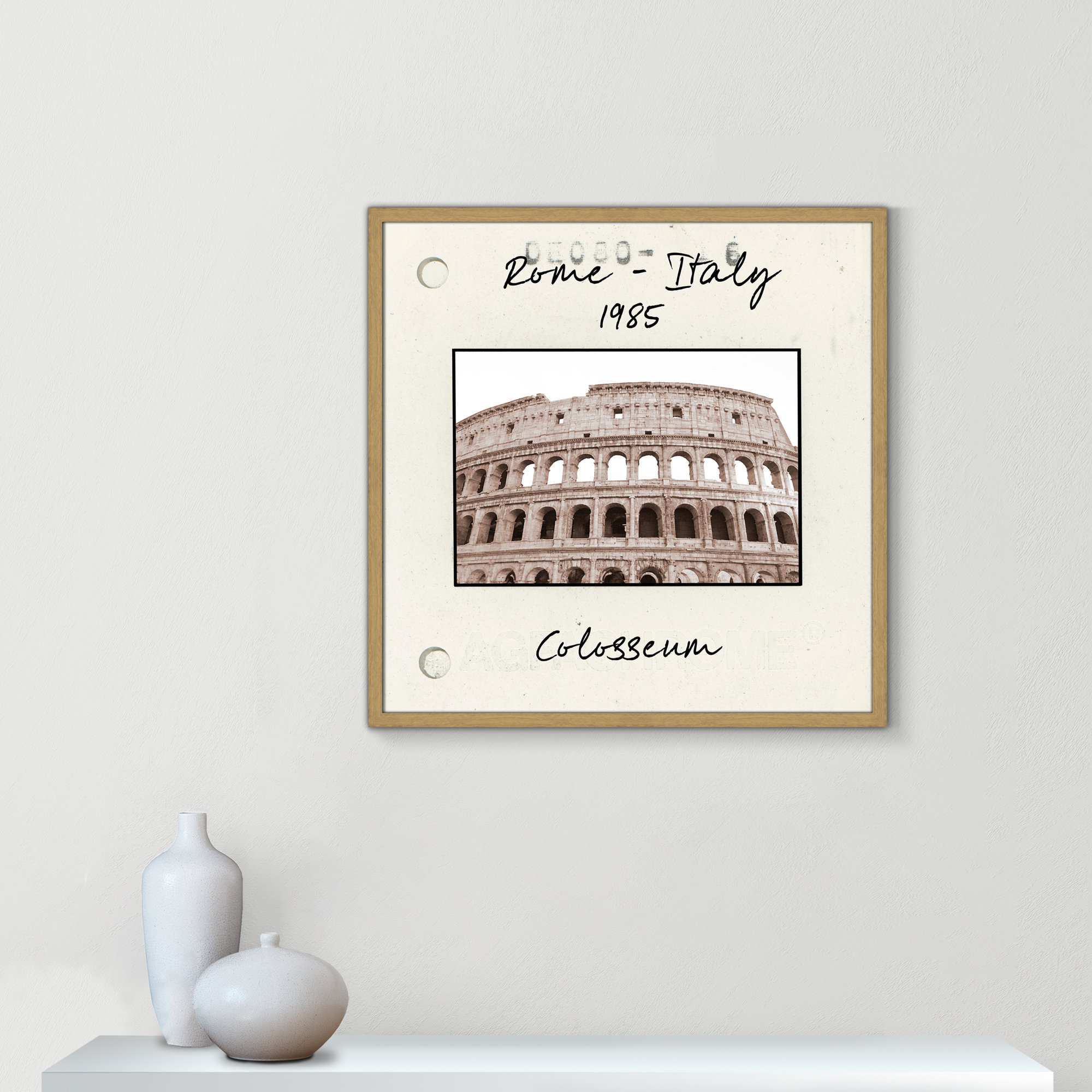 Rome, Italy - Colosseum Print by Natalie Carpentieri, Natural Single Picture Framed Paper, 27.5" H x 27.5" W x 0.75" D