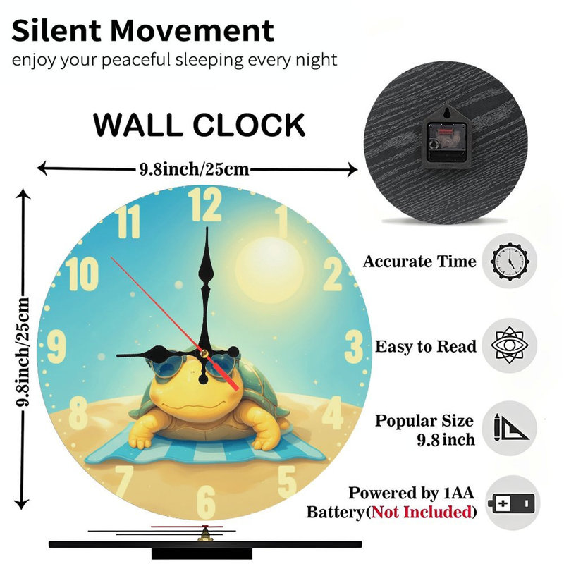 Cool Turtle Summer Beach Clock Decor