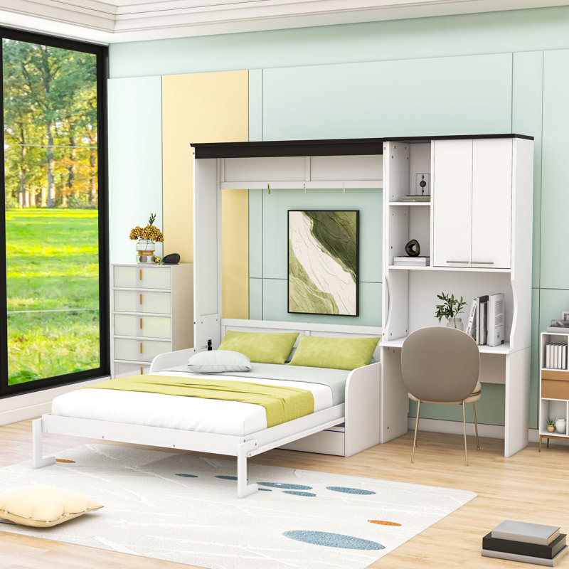 Lit escamotable avec canapé, bureau et armoire Murphy, Double