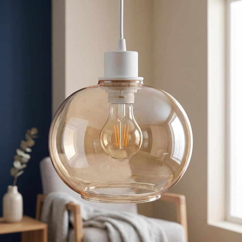 14 cm H Round Glass Lamp Shade ( Spider )