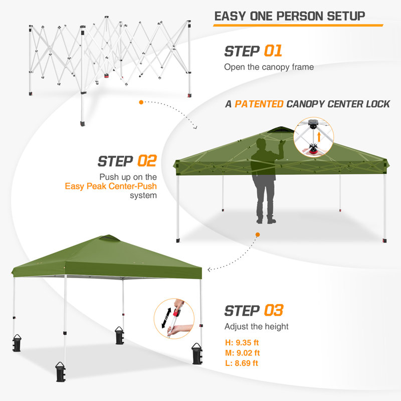 Pop Up Canopies 10 Ft. W x 10 FT. D Metal Party Tent Canopy, Grass Green