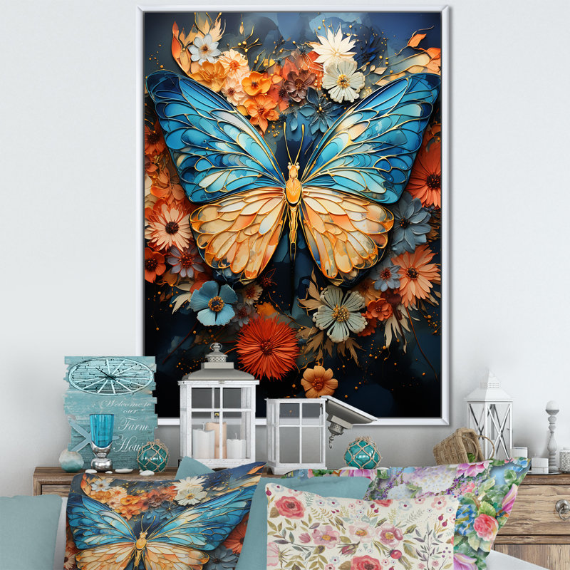 Céleste visiteurs sur toile, H 32 po x l 24 po x P 1 po, Cadre flottant blanc