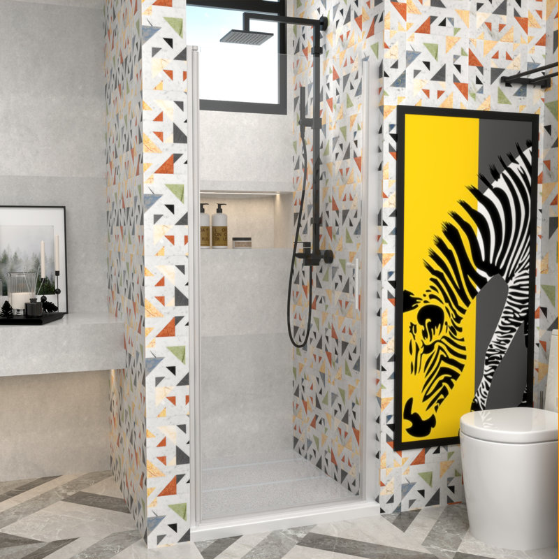 ImageYou Frameless Pivot Shower Door, 32"Wx72"H, Adjustable Width32-33 3/8", Easy Installation with Magnetic Waterproof Seal