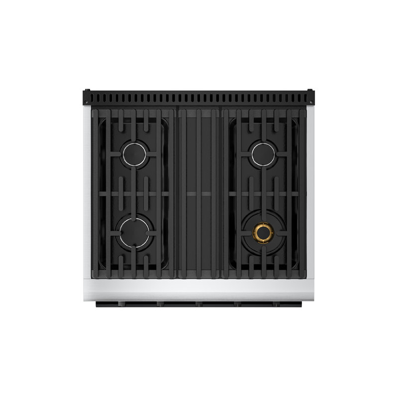 Cuisinière à gaz 30 po Hauslane en acier inoxydable noir | 4 brûleurs jusqu'à 20 000 Btus | Four à convection de 4,2 pi cu. Avec 5 positions de grille | Convertible ng / lp | Porte triple couche Cool-Touch