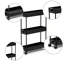 Wagon de rangement roulant ultra-mince, wagon de rangement réglable à trois couches, polyvalent et facile à installer, stable et flexible, noir-127734993