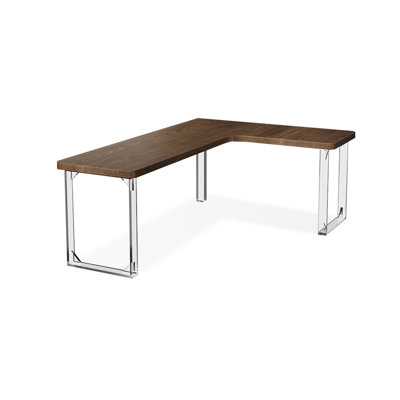 Bureau rectangulaire brun, bois massif transparent et acrylique