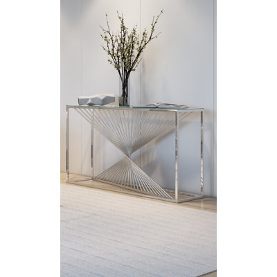 Abstract Clear Glass Console Table