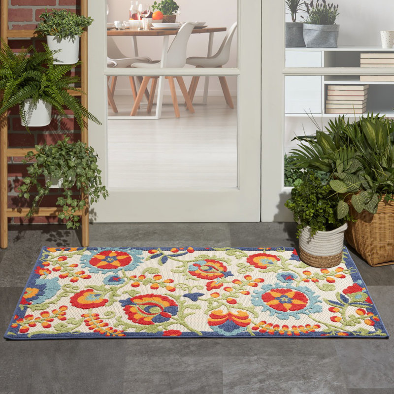 Tapis extérieur antidérapant 3 pi x 5 pi orange et rouge