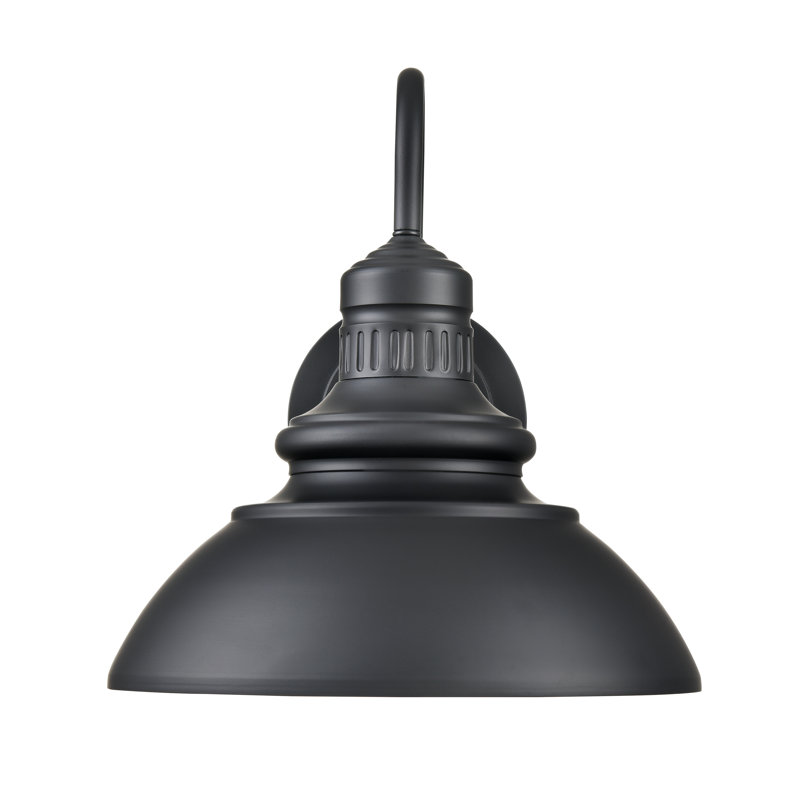August Grove® Damontay LED Outdoor Wall Sconce in Powder Coated Black with Black Aluminum Shade