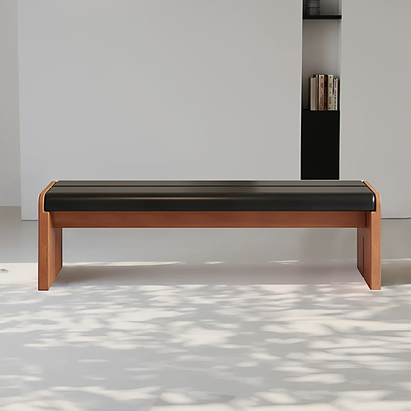 Banc rembourré en bois massif noir, Brun noyer, Noir
