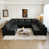 Black Plush Corduroy Fabric