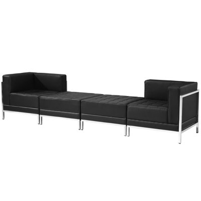 Ensemble de chaise modulaire et repose-pieds 4 pièces Hercules LeatherSoft avec dossier et siège tendus