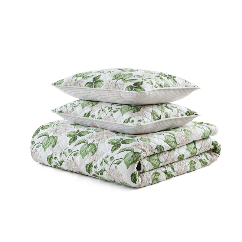 Ensemble de courtepointe en coton beige Martha Martha, Courtepointe pour grand lit + 2 taies décoratives