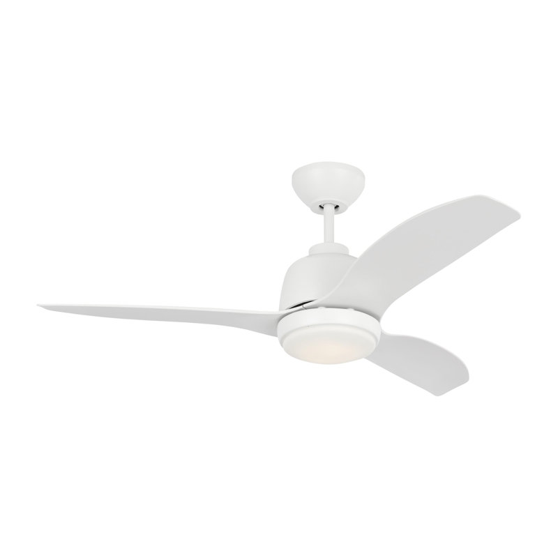 LED Downrod Ceiling Fan, 12.18" H x 44" W x 44" D, White, White