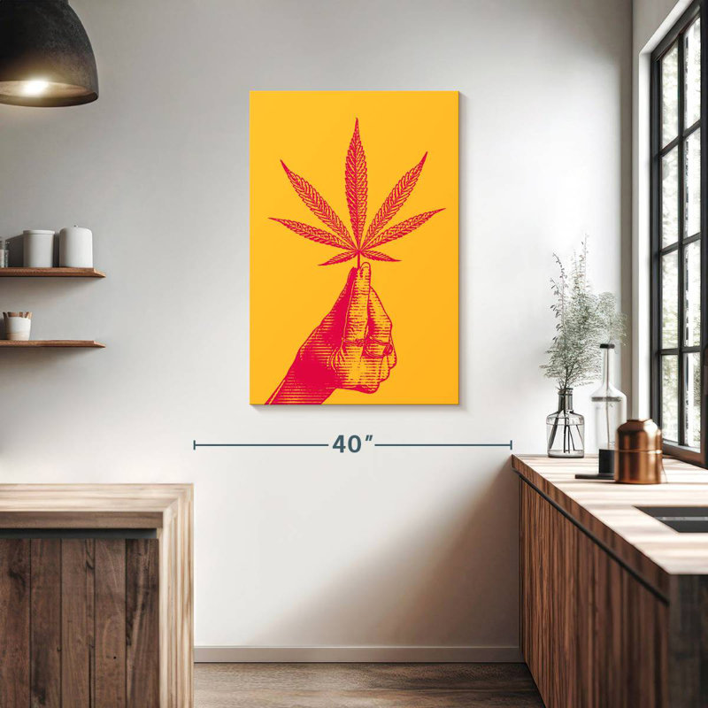 Handing Holding Hemp Leaf, 39" H x 26" W
