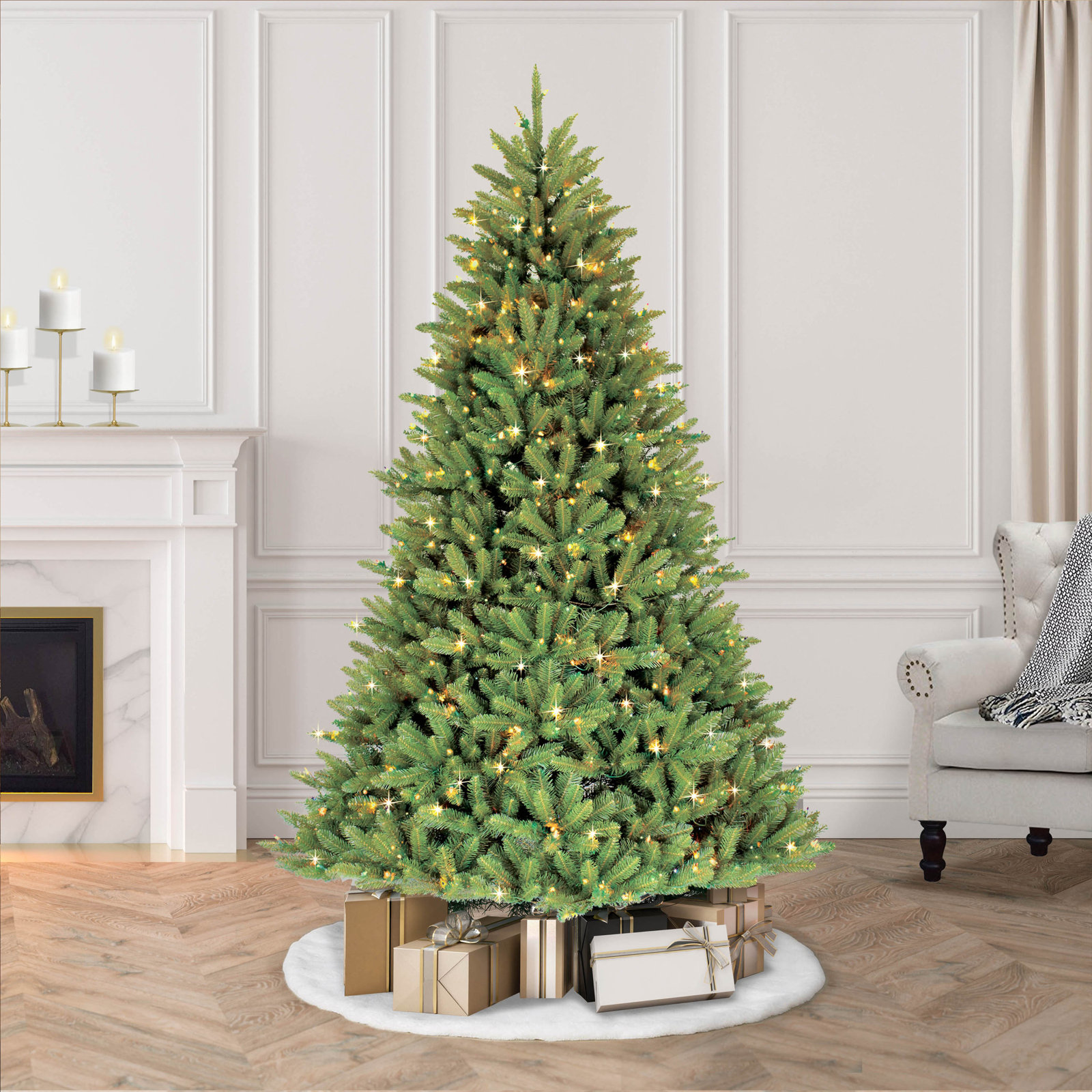 Frosted 9' Pre-Lit Fir Christmas Tree, 10' H