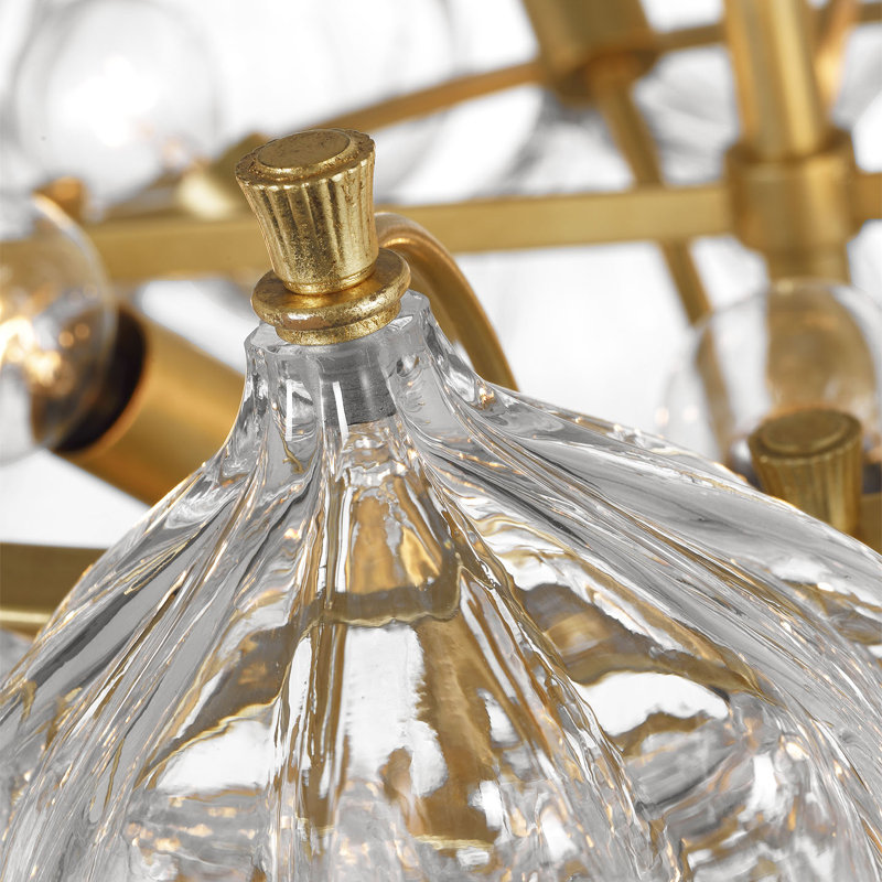 Julie Neill Caselli 36" Basket Chandelier with Clear Glass, Gold, Clear
