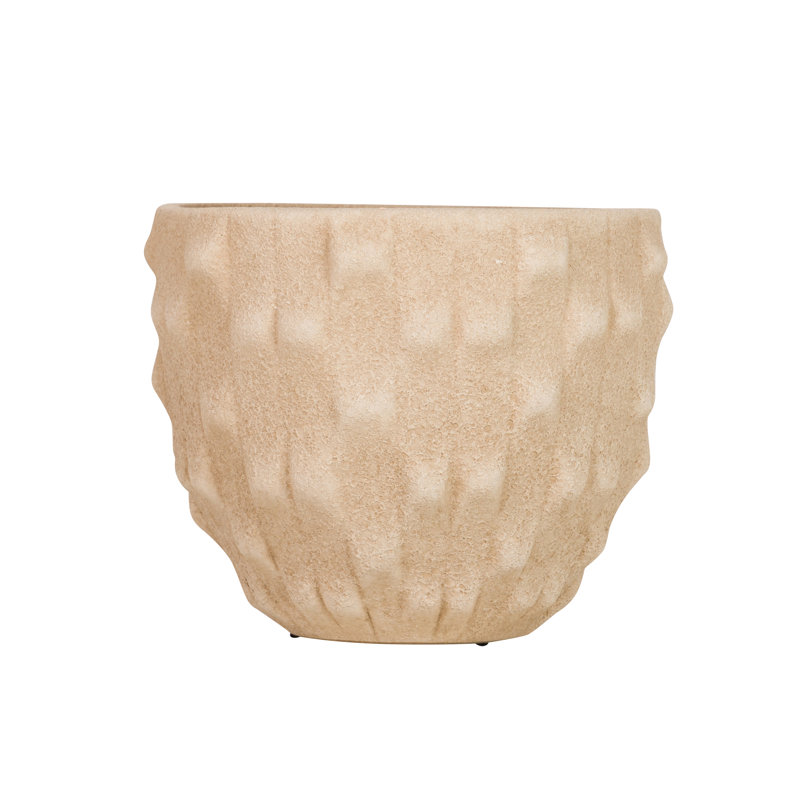 Ceramic Pot Planter, 18cm H x 20cm W x 20cm D, Brown