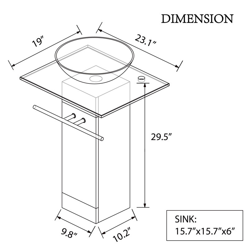 Greylyn 23.1'' Single Bathroom Vanity with Tempered Glass Top