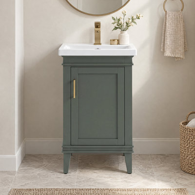Ensemble de meuble-lavabo simple autoportant 20 po avec plateau en céramique Reynaldo